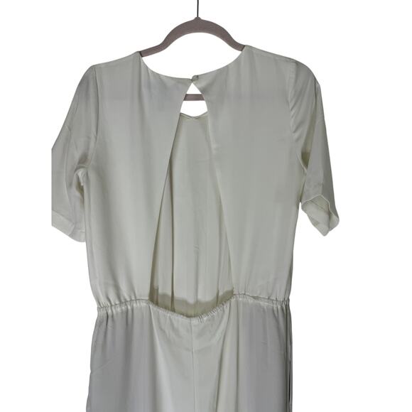 BCBGMaxazria White Short Sleeve Wide Leg  Open Back One Piece Jumpsuit Size S - Picture 6 of 9